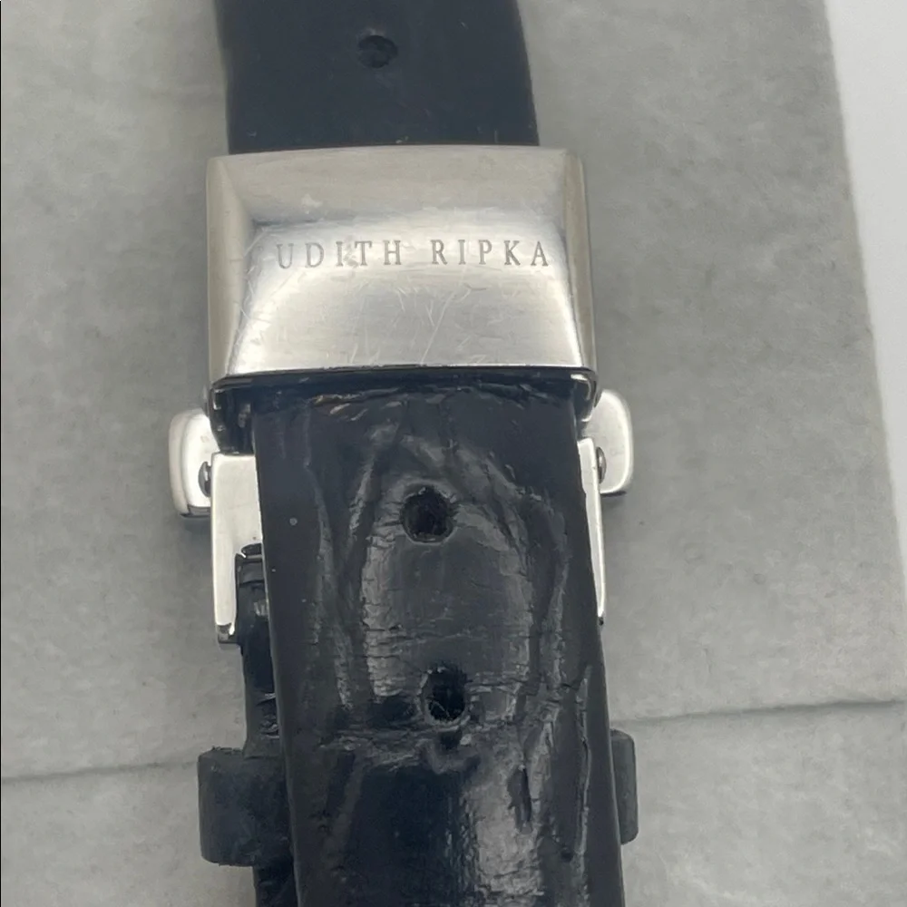Judith Ripka 925 Silver Watch with Black Strap